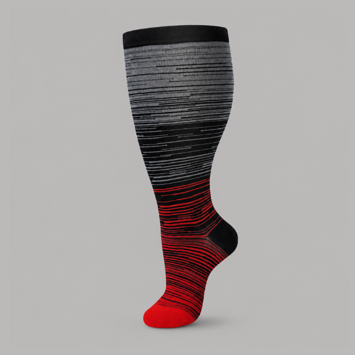 Plus Size Compression Socks with Red Stripe