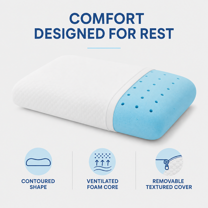 Memory Foam Pillow for Nurses – Ergonomic Design, Hypoallergenic, Machine Washable Cover