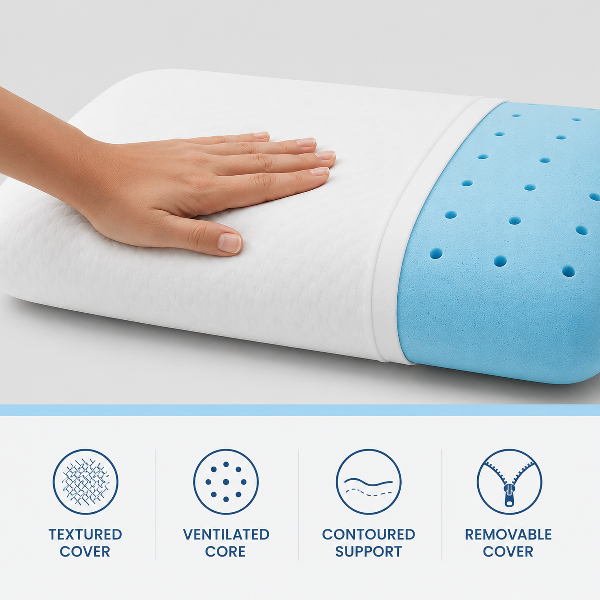 Memory Foam Pillow for Nurses – Ergonomic Design, Hypoallergenic, Machine Washable Cover