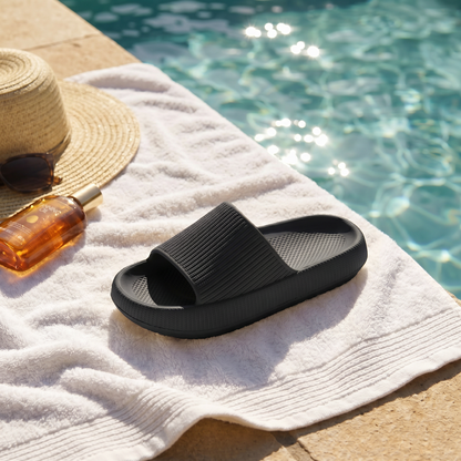 Velvet Black Slides for Nurses – Comfortable Foot Massage