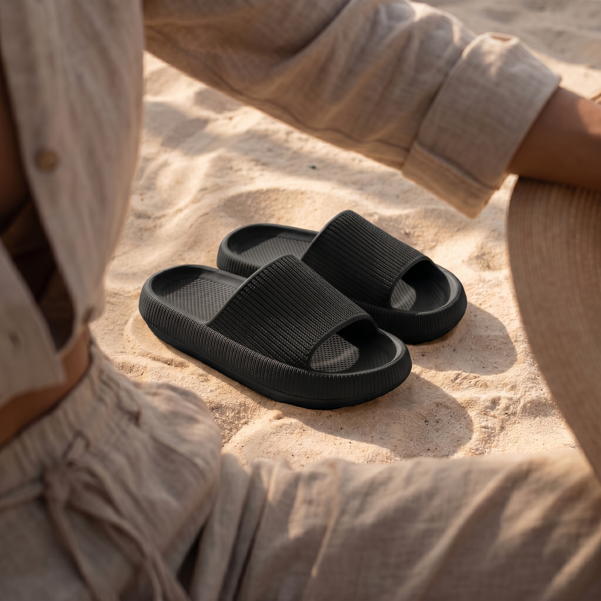 Velvet Black Slides for Nurses – Comfortable Foot Massage