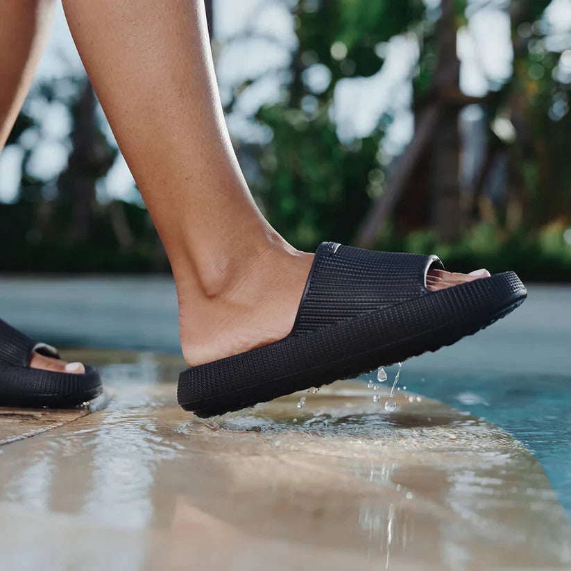 Velvet Black Slides for Nurses – Comfortable Foot Massage