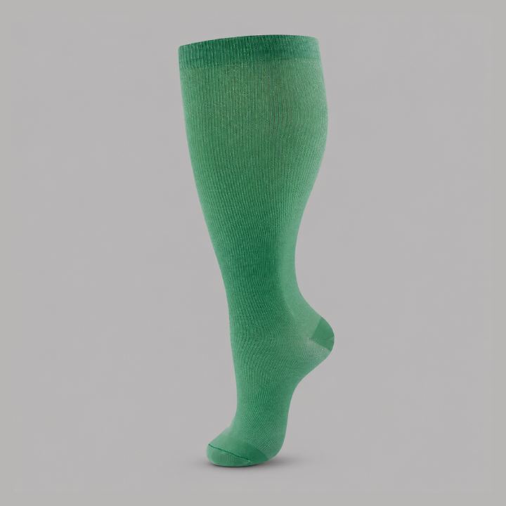 Plus Size Compression Socks with Blue Green Stripe