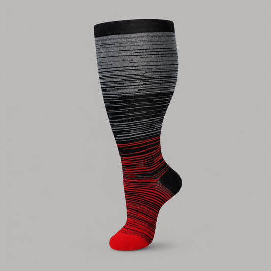 Plus Size Compression Socks with Red Stripe