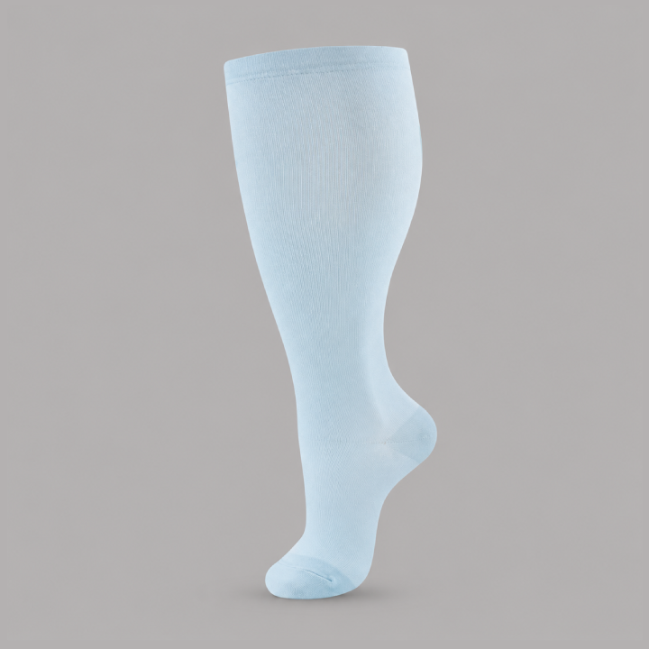 Plus Size Compression Socks with Blue Green Stripe