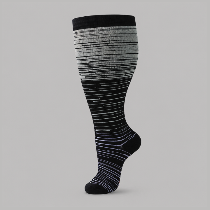 Plus Size Compression Socks with Black Stripes