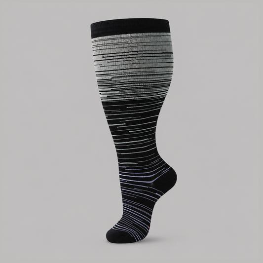 Plus Size Compression Socks with Black Stripes