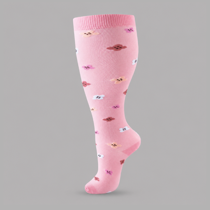 Plus Size Compression Socks with Blue Green Stripe