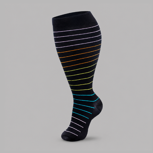 Plus Size Compression Socks with Colorful Stripes